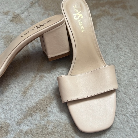 Yosi Samra Danielle Open Toe 2” Heeled Slides, Nude/Tan - Size 10 - Picture 2 of 5